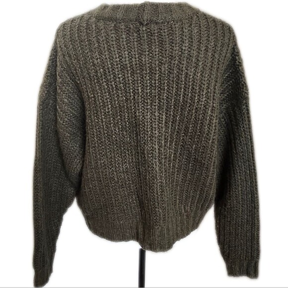 American Eagle cable knit slightly cropped sweater, deep olive green, M - Picture 3 of 11